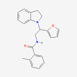 molecular formula C22H22N2O2 B2474103 N-(2-(furan-2-yl)-2-(indolin-1-yl)ethyl)-2-methylbenzamide CAS No. 898432-47-8