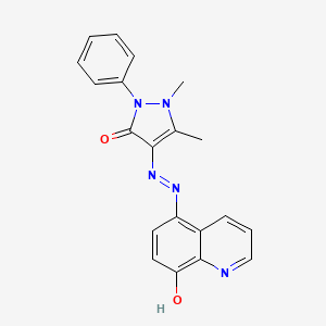 molecular formula C20H17N5O2 B2474108 (E)-5-(2-(1,5-dimethyl-3-oxo-2-phenyl-2,3-dihydro-1H-pyrazol-4-yl)hydrazono)quinolin-8(5H)-one CAS No. 303228-55-9
