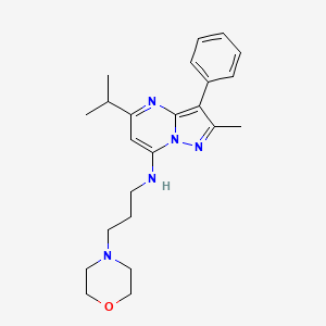 molecular formula C23H31N5O B2474110 2-甲基-N-[3-(吗啉-4-基)丙基]-3-苯基-5-(丙-2-基)吡唑并[1,5-a]嘧啶-7-胺 CAS No. 896833-21-9