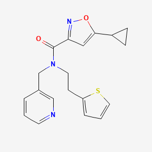molecular formula C19H19N3O2S B2474132 5-cyclopropyl-N-(pyridin-3-ylmethyl)-N-(2-(thiophen-2-yl)ethyl)isoxazole-3-carboxamide CAS No. 1396713-56-6