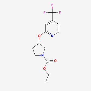 molecular formula C13H15F3N2O3 B2474135 Ethyl 3-((4-(trifluoromethyl)pyridin-2-yl)oxy)pyrrolidine-1-carboxylate CAS No. 2034242-00-5
