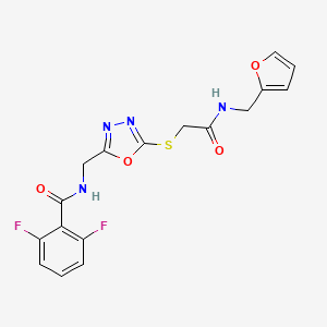 molecular formula C17H14F2N4O4S B2474136 2,6-二氟-N-[[5-[2-(呋喃-2-基甲基氨基)-2-氧代乙基]硫代-1,3,4-恶二唑-2-基]甲基]苯甲酰胺 CAS No. 903347-71-7