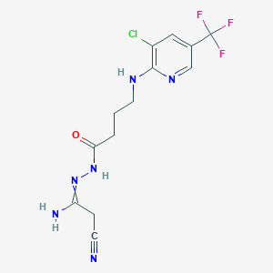 4-{[3-chloro-5-(trifluoromethyl)-2-pyridinyl]amino}-N'-(2-cyanoethanimidoyl)butanohydrazide