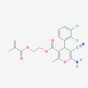 molecular formula C20H18Cl2N2O5 B2474148 2-(甲基丙烯酰氧基)乙基6-氨基-5-氰基-4-(2,3-二氯苯基)-2-甲基-4H-吡喃-3-羧酸酯 CAS No. 939888-92-3