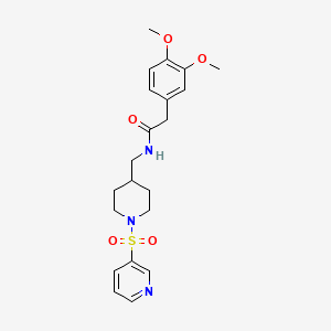molecular formula C21H27N3O5S B2474154 2-(3,4-dimethoxyphenyl)-N-((1-(pyridin-3-ylsulfonyl)piperidin-4-yl)methyl)acetamide CAS No. 1428374-13-3