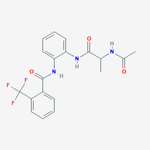molecular formula C19H18F3N3O3 B2474157 N-(2-(2-acetamidopropanamido)phenyl)-2-(trifluoromethyl)benzamide CAS No. 1214053-46-9