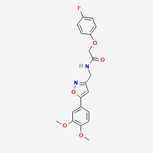 molecular formula C20H19FN2O5 B2474161 N-((5-(3,4-dimethoxyphenyl)isoxazol-3-yl)methyl)-2-(4-fluorophenoxy)acetamide CAS No. 953016-32-5
