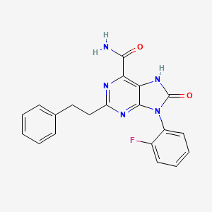 molecular formula C20H16FN5O2 B2474168 9-(2-氟苯基)-8-氧代-2-苯乙基-8,9-二氢-7H-嘌呤-6-甲酰胺 CAS No. 898410-28-1