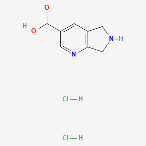 molecular formula C8H10Cl2N2O2 B2474169 6,7-二氢-5H-吡咯并[3,4-b]吡啶-3-羧酸；二盐酸盐 CAS No. 2253631-11-5