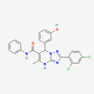 molecular formula C25H19Cl2N5O2 B2474172 2-(2,4-dichlorophenyl)-7-(3-hydroxyphenyl)-5-methyl-N-phenyl-4,7-dihydro-[1,2,4]triazolo[1,5-a]pyrimidine-6-carboxamide CAS No. 538344-68-2