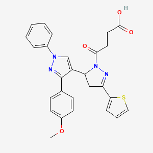 4-[3-[3-(4-Methoxyphenyl)-1-phenylpyrazol-4-yl]-5-thiophen-2-yl-3,4-dihydropyrazol-2-yl]-4-oxobutanoic acid