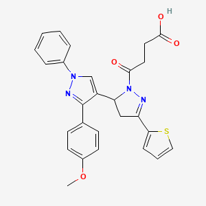 molecular formula C27H24N4O4S B2474173 4-[3-[3-(4-甲氧基苯基)-1-苯基吡唑-4-基]-5-噻吩-2-基-3,4-二氢吡唑-2-基]-4-氧代丁酸 CAS No. 369393-81-7