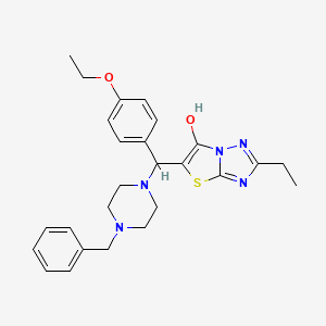 molecular formula C26H31N5O2S B2474177 5-((4-Benzylpiperazin-1-yl)(4-ethoxyphenyl)methyl)-2-ethylthiazolo[3,2-b][1,2,4]triazol-6-ol CAS No. 898367-53-8