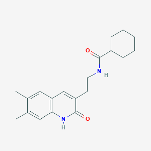 molecular formula C20H26N2O2 B2474184 N-[2-(6,7-二甲基-2-氧代-1H-喹啉-3-基)乙基]环己烷甲酰胺 CAS No. 851403-10-6