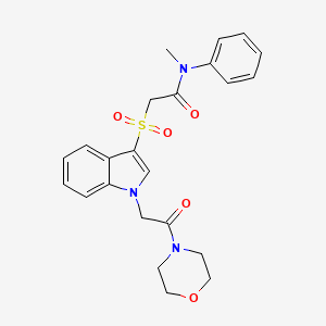 molecular formula C23H25N3O5S B2474195 N-methyl-2-[1-(2-morpholin-4-yl-2-oxoethyl)indol-3-yl]sulfonyl-N-phenylacetamide CAS No. 878058-42-5
