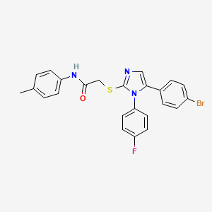 molecular formula C24H19BrFN3OS B2474199 2-((5-(4-bromophenyl)-1-(4-fluorophenyl)-1H-imidazol-2-yl)thio)-N-(p-tolyl)acetamide CAS No. 1207027-06-2