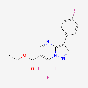 molecular formula C16H11F4N3O2 B2474201 3-(4-氟苯基)-7-(三氟甲基)吡唑并[1,5-a]嘧啶-6-羧酸乙酯 CAS No. 685109-47-1