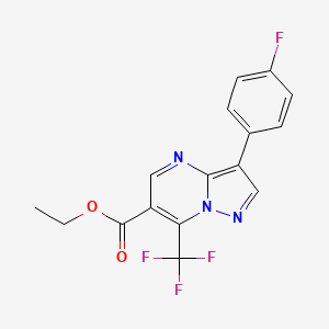 molecular formula C16H11F4N3O2 B2474201 3-(4-fluorophényl)-7-(trifluorométhyl)pyrazolo[1,5-a]pyrimidine-6-carboxylate d'éthyle CAS No. 685109-47-1