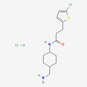 molecular formula C14H22Cl2N2OS B2474207 N-[4-(Aminomethyl)cyclohexyl]-3-(5-chlorothiophen-2-yl)propanamide;hydrochloride CAS No. 2418682-86-5
