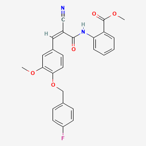 molecular formula C26H21FN2O5 B2474210 Methyl 2-[[(Z)-2-cyano-3-[4-[(4-fluorophenyl)methoxy]-3-methoxyphenyl]prop-2-enoyl]amino]benzoate CAS No. 380476-59-5