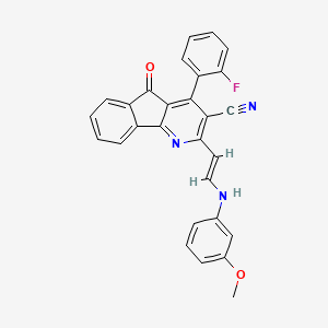 4-(2-fluorophenyl)-2-[(E)-2-(3-methoxyanilino)ethenyl]-5-oxoindeno[1,2-b]pyridine-3-carbonitrile