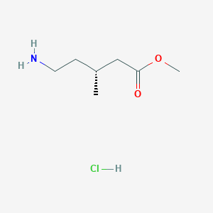 molecular formula C7H16ClNO2 B2474216 甲基(3R)-5-氨基-3-甲基戊酸盐;盐酸盐 CAS No. 2580090-73-7