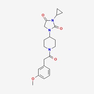 molecular formula C20H25N3O4 B2474221 3-Cyclopropyl-1-{1-[2-(3-methoxyphenyl)acetyl]piperidin-4-yl}imidazolidine-2,4-dione CAS No. 2097925-87-4