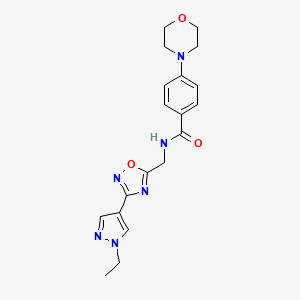 molecular formula C19H22N6O3 B2474224 N-((3-(1-éthyl-1H-pyrazol-4-yl)-1,2,4-oxadiazol-5-yl)méthyl)-4-morpholinobenzamide CAS No. 2034332-86-8