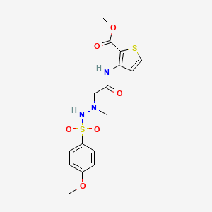 molecular formula C16H19N3O6S2 B2474236 3-[(2-{2-[(4-甲氧基苯基)磺酰基]-1-甲基肼基}乙酰基)氨基]-2-噻吩甲酸甲酯 CAS No. 861212-56-8