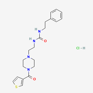 molecular formula C20H27ClN4O2S B2474238 1-(2-phenylethyl)-3-{2-[4-(thiophene-3-carbonyl)piperazin-1-yl]ethyl}urea hydrochloride CAS No. 1351611-82-9