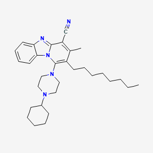 molecular formula C31H43N5 B2474240 1-(4-Cyclohexylpiperazin-1-yl)-3-methyl-2-octylpyrido[1,2-a]benzimidazole-4-carbonitrile CAS No. 305335-36-8