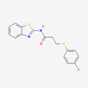 molecular formula C16H13FN2OS2 B2474242 N-(苯并[d]噻唑-2-基)-3-((4-氟苯基)硫代)丙酰胺 CAS No. 896350-91-7