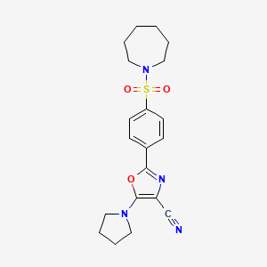 molecular formula C20H24N4O3S B2474244 2-(4-(Azepan-1-ylsulfonyl)phenyl)-5-(pyrrolidin-1-yl)oxazole-4-carbonitrile CAS No. 940998-92-5