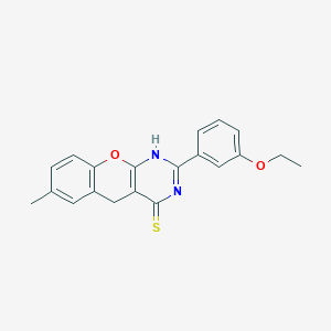 molecular formula C20H18N2O2S B2474245 2-(3-ethoxyphenyl)-7-methyl-3H-chromeno[2,3-d]pyrimidine-4(5H)-thione CAS No. 902940-77-6