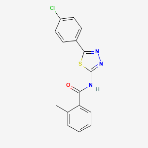 molecular formula C16H12ClN3OS B2474256 N-[5-(4-氯苯基)-1,3,4-噻二唑-2-基]-2-甲基苯甲酰胺 CAS No. 179232-94-1
