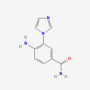 molecular formula C10H10N4O B2474259 4-氨基-3-(1H-咪唑-1-基)苯甲酰胺 CAS No. 1342688-04-3