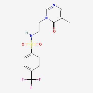 molecular formula C14H14F3N3O3S B2474261 N-(2-(5-methyl-6-oxopyrimidin-1(6H)-yl)ethyl)-4-(trifluoromethyl)benzenesulfonamide CAS No. 1797289-43-0