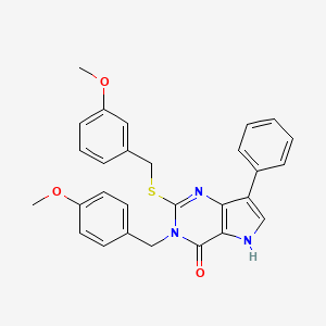 molecular formula C28H25N3O3S B2474262 3-(4-methoxybenzyl)-2-((3-methoxybenzyl)thio)-7-phenyl-3H-pyrrolo[3,2-d]pyrimidin-4(5H)-one CAS No. 1793859-53-6