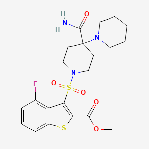 molecular formula C21H26FN3O5S2 B2474270 3-{[4'-(氨基羰基)-1,4'-联哌啶-1'-基]磺酰基}-4-氟-1-苯并噻吩-2-羧酸甲酯 CAS No. 941893-09-0
