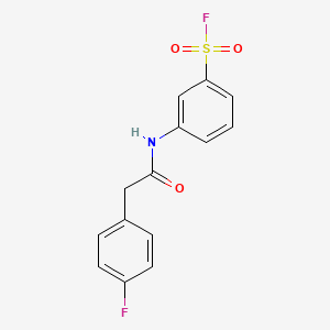 molecular formula C14H11F2NO3S B2474271 3-[[2-(4-Fluorophenyl)acetyl]amino]benzenesulfonyl fluoride CAS No. 2249126-36-9