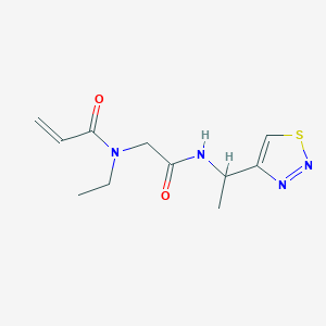 molecular formula C11H16N4O2S B2474278 N-Ethyl-N-[2-oxo-2-[1-(thiadiazol-4-yl)ethylamino]ethyl]prop-2-enamide CAS No. 2190089-68-8