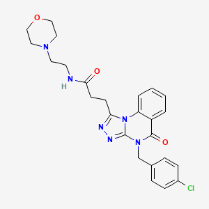 molecular formula C25H27ClN6O3 B2474279 3-[4-(4-chlorobenzyl)-5-oxo-4,5-dihydro[1,2,4]triazolo[4,3-a]quinazolin-1-yl]-N-(2-morpholin-4-ylethyl)propanamide CAS No. 902923-73-3