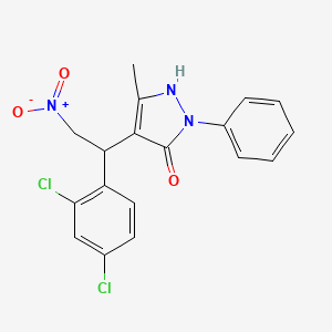 molecular formula C18H15Cl2N3O3 B2474289 4-(1-(2,4-dichlorophenyl)-2-nitroethyl)-3-methyl-1-phenyl-1H-pyrazol-5-ol CAS No. 1007186-26-6