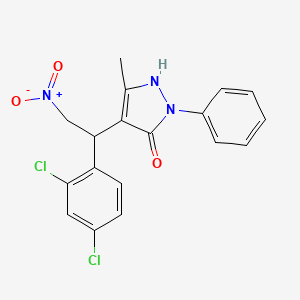 molecular formula C18H15Cl2N3O3 B2474289 4-(1-(2,4-二氯苯基)-2-硝基乙基)-3-甲基-1-苯基-1H-吡唑-5-醇 CAS No. 1007186-26-6