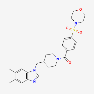 molecular formula C26H32N4O4S B2474290 (4-((5,6-二甲基-1H-苯并[d]咪唑-1-基)甲基)哌啶-1-基)(4-(吗啉磺酰基)苯基)甲苯酮 CAS No. 1210496-46-0