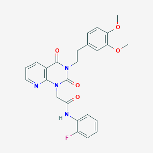 molecular formula C25H23FN4O5 B2474291 2-[3-[2-(3,4-dimethoxyphenyl)ethyl]-2,4-dioxo-3,4-dihydropyrido[2,3-d]pyrimidin-1(2H)-yl]-N-(2-fluorophenyl)acetamide CAS No. 902921-24-8