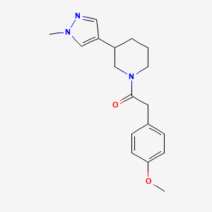 molecular formula C18H23N3O2 B2474294 2-(4-Methoxyphenyl)-1-[3-(1-methylpyrazol-4-yl)piperidin-1-yl]ethanone CAS No. 2310147-06-7