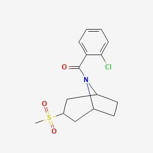 molecular formula C15H18ClNO3S B2474295 (2-chlorophenyl)((1R,5S)-3-(methylsulfonyl)-8-azabicyclo[3.2.1]octan-8-yl)methanone CAS No. 1705271-08-4