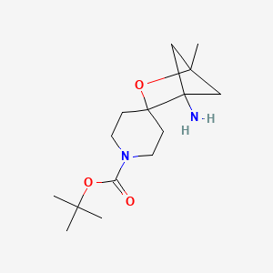 molecular formula C15H26N2O3 B2474296 叔丁基 4-氨基-1-甲基螺[2-氧代双环[2.1.1]己烷-3,4'-哌啶]-1'-羧酸酯 CAS No. 2243513-67-7