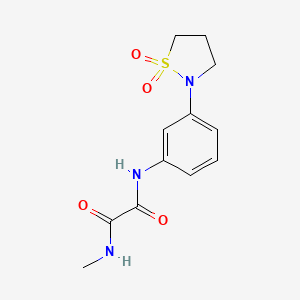 molecular formula C12H15N3O4S B2474301 N'-[3-(1,1-dioxo-1,2-thiazolidin-2-yl)phenyl]-N-methyloxamide CAS No. 1087796-43-7